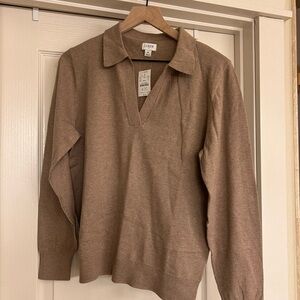 J. Crew 100% cotton women's V-Neck Sweater in Brown